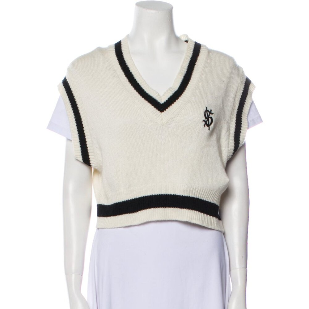 Ksubi Black and White V-Neck Sweater Knit Vest XS